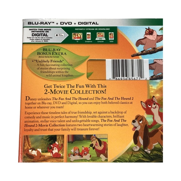 The Fox and the Hound 1 & 2 Authentic Disney Movie Club Exclusive NEW - Picture 8 of 11